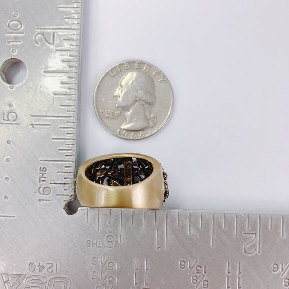 Signed Heidi Daus Gold Tone Multicolor Purple Butterfly Statement Ring Size 7 - Picture 11 of 12